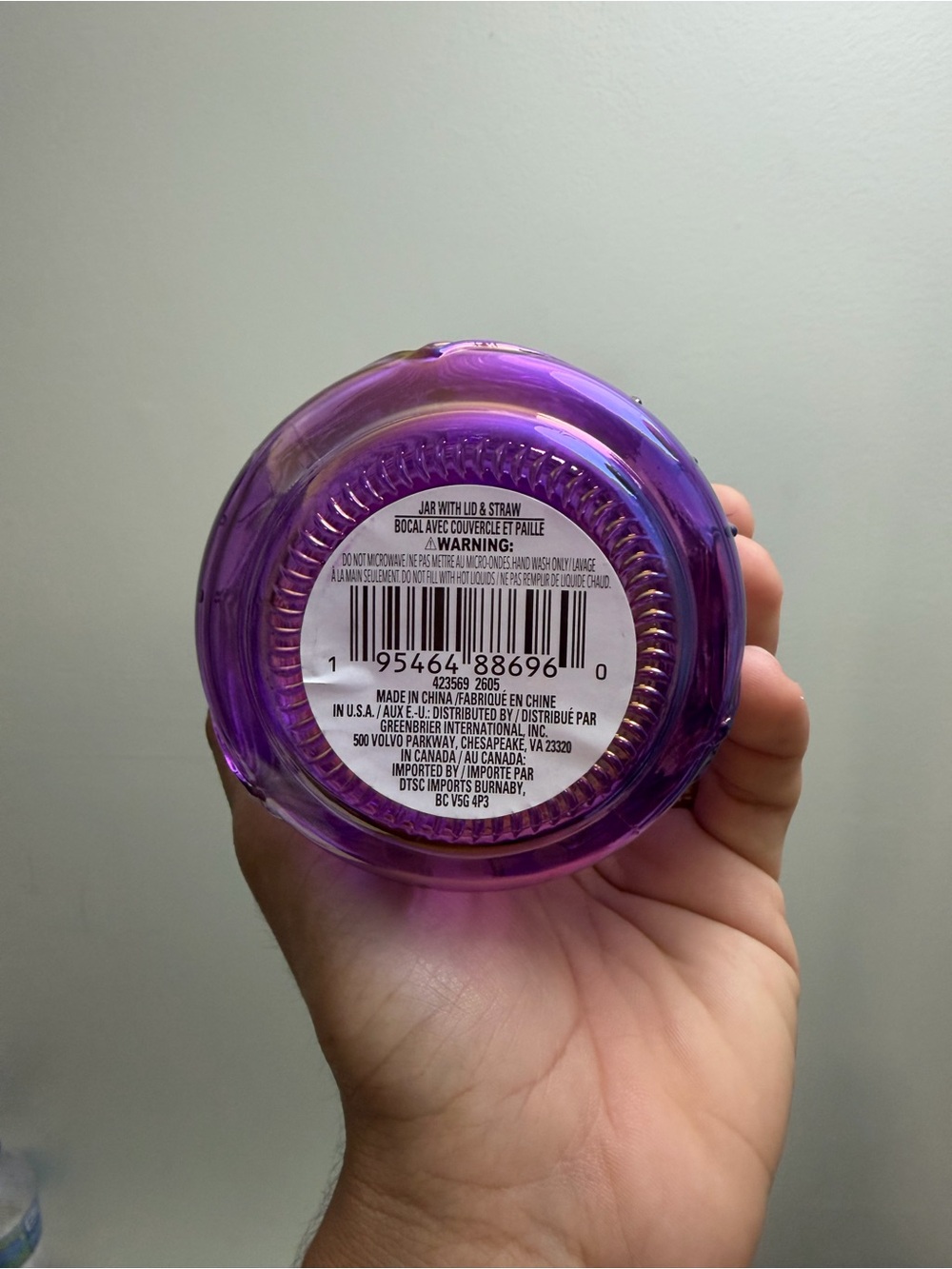 Purple Glitter Jar with Lid & Straw - Women Makeup Accessory